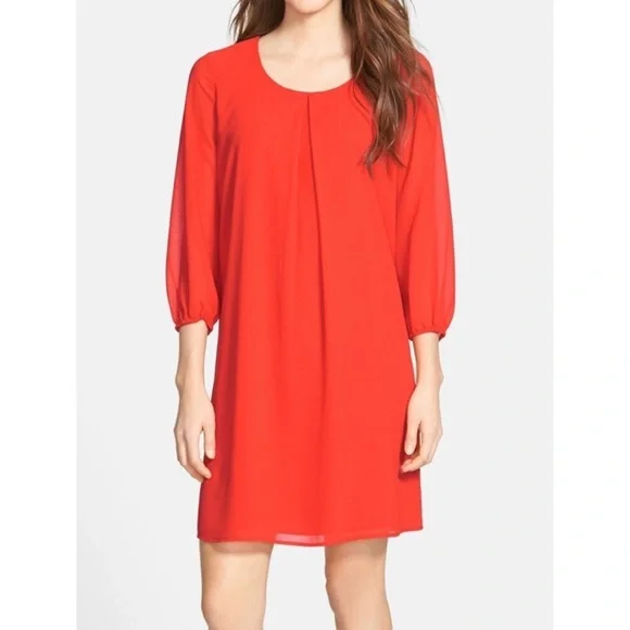 Pleione Dresses | Pleione Hot Coral Red Chiffon A-Line Shift Dress | Color: Red | Size: Xs | Poshangelic's Closet Pleione Dresses | Pleione Hot Coral Red Chiffon A-Line Shift Dress | Color: Red | Size: Xs | Poshangelic's Closet